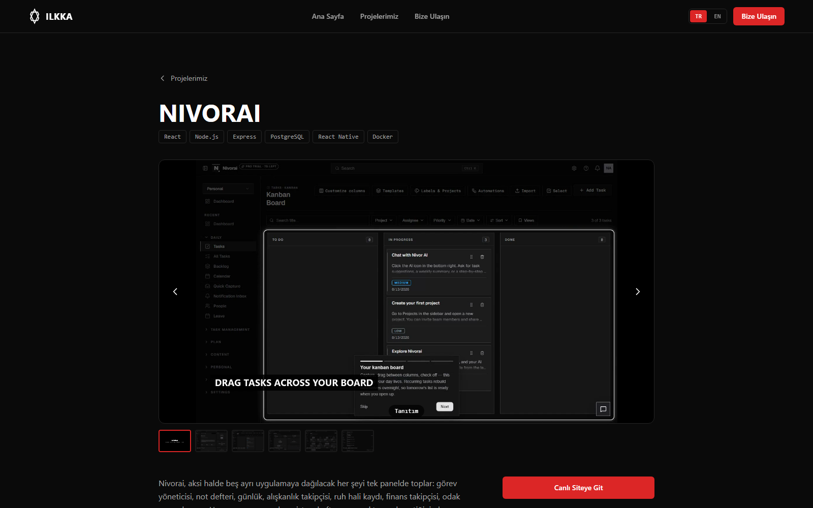 Project detail page