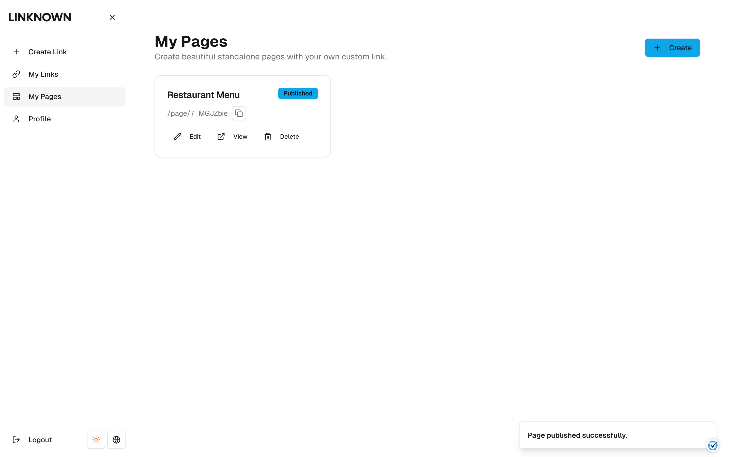 Publish a page