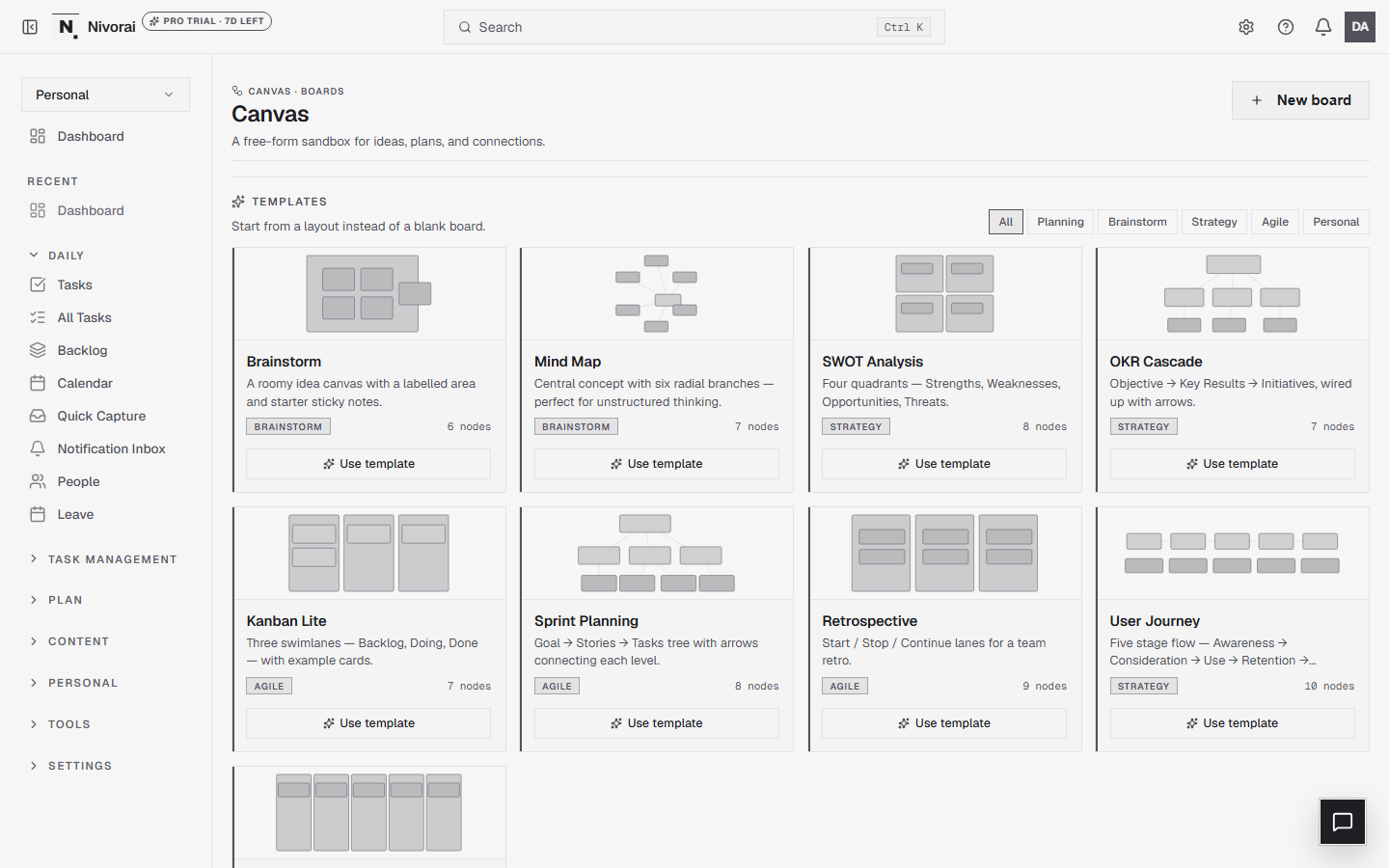 Canvas templates