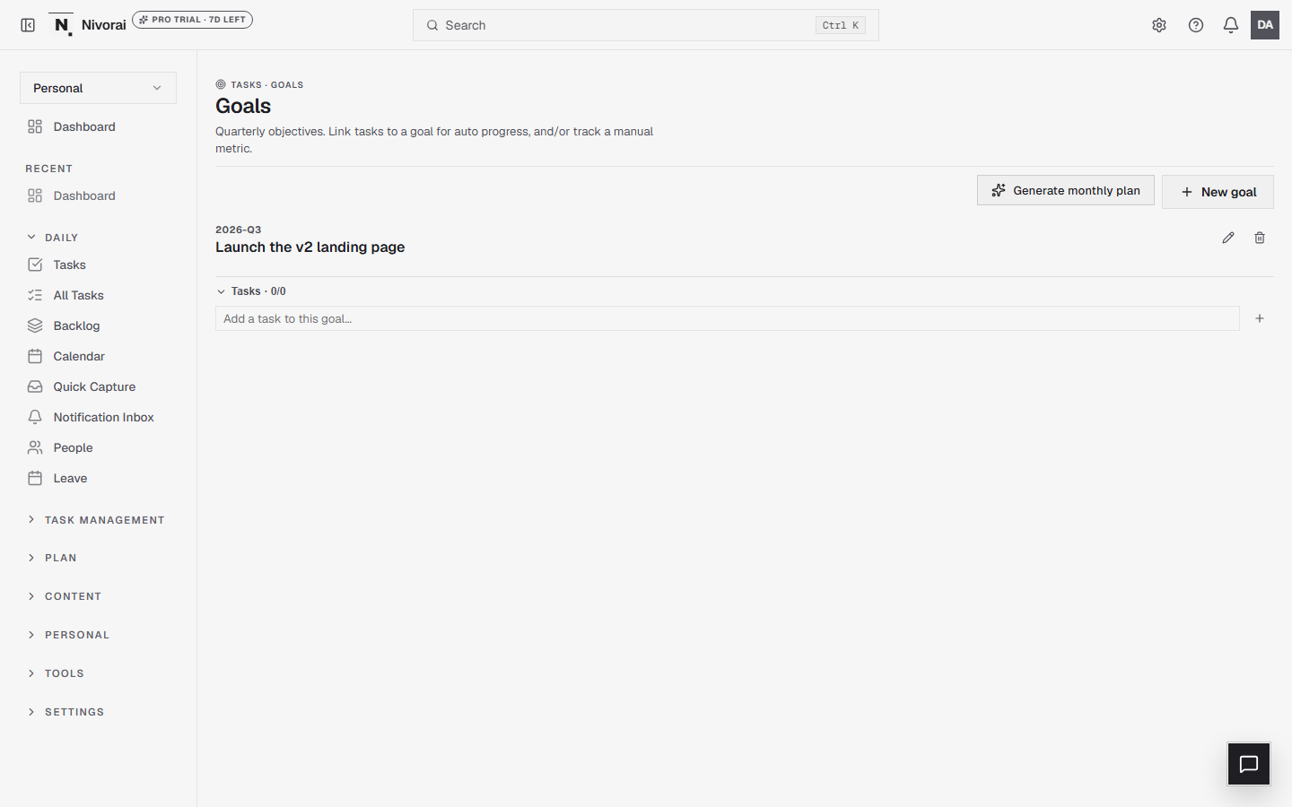 AI goal → roadmap