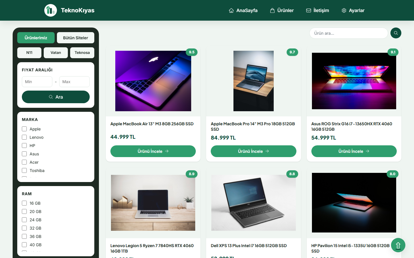 Product listing & filters
