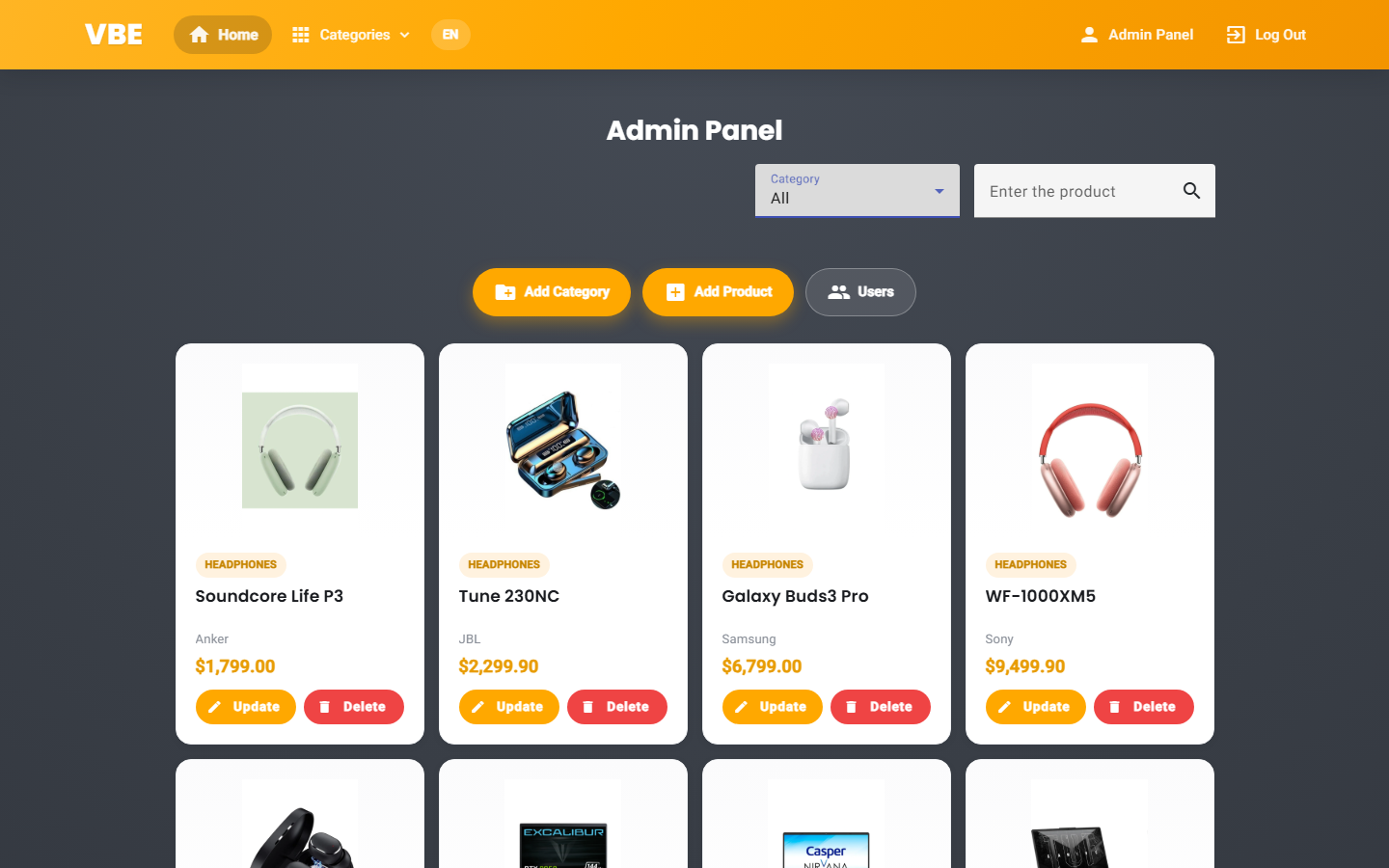 Admin panel