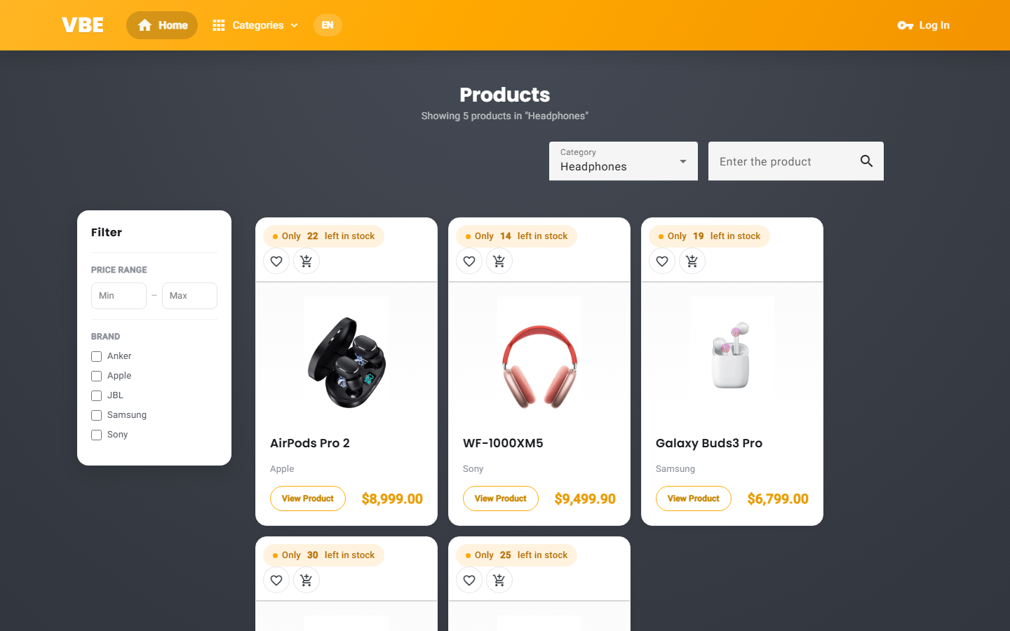 Category browsing & filters